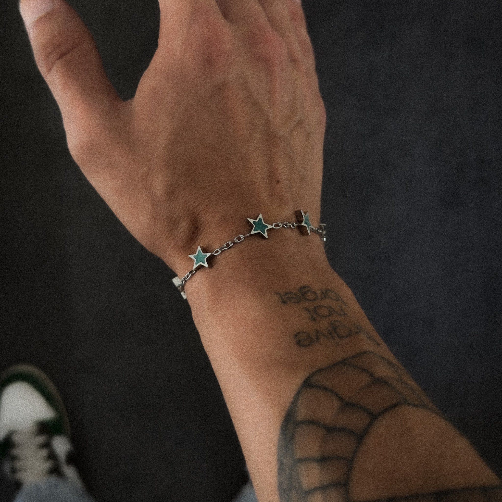 Green onyx star bracelet for men – premium stainless steel wristband with polished stone accent