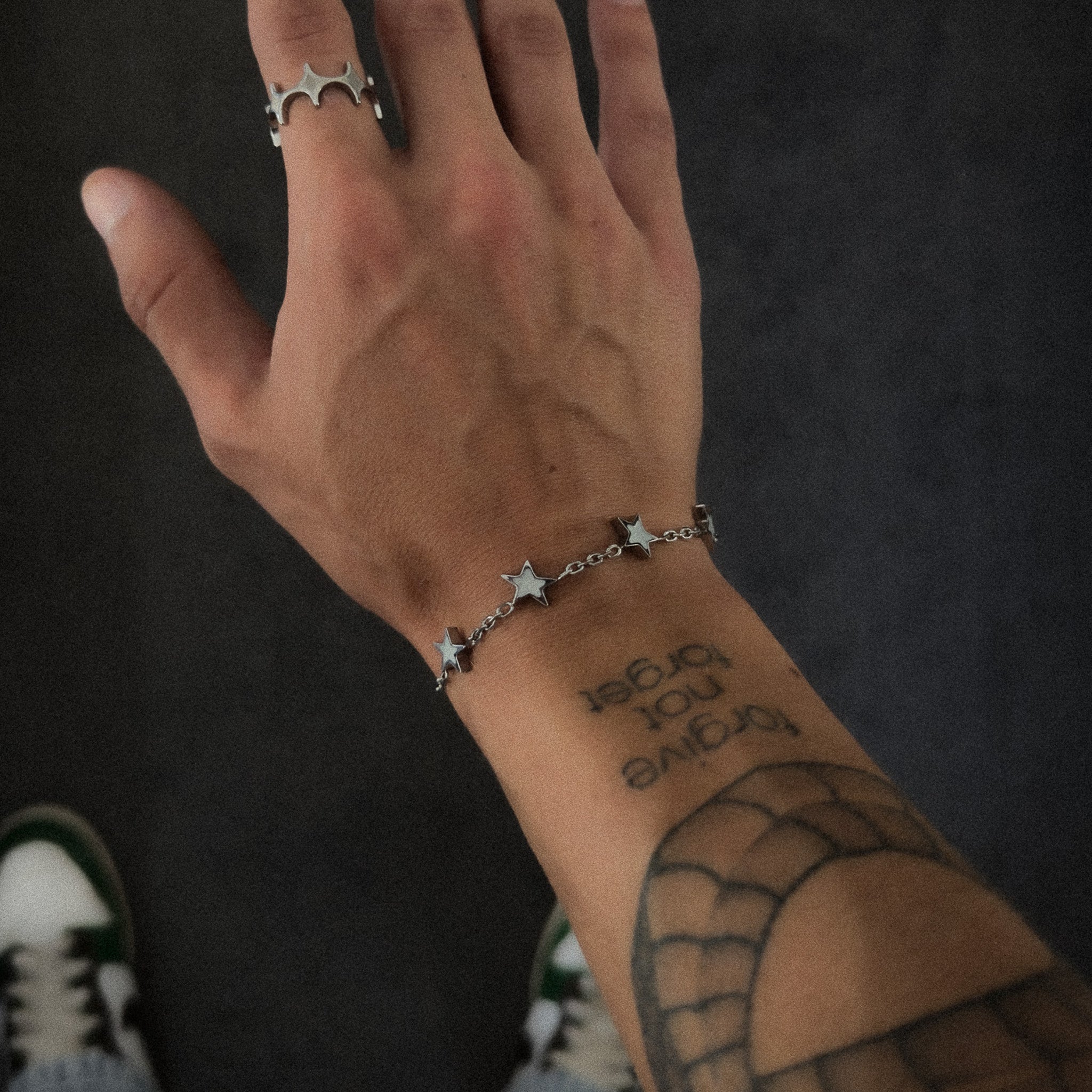 Star Bracelet White Onyx Men - Streetwear Jewelry