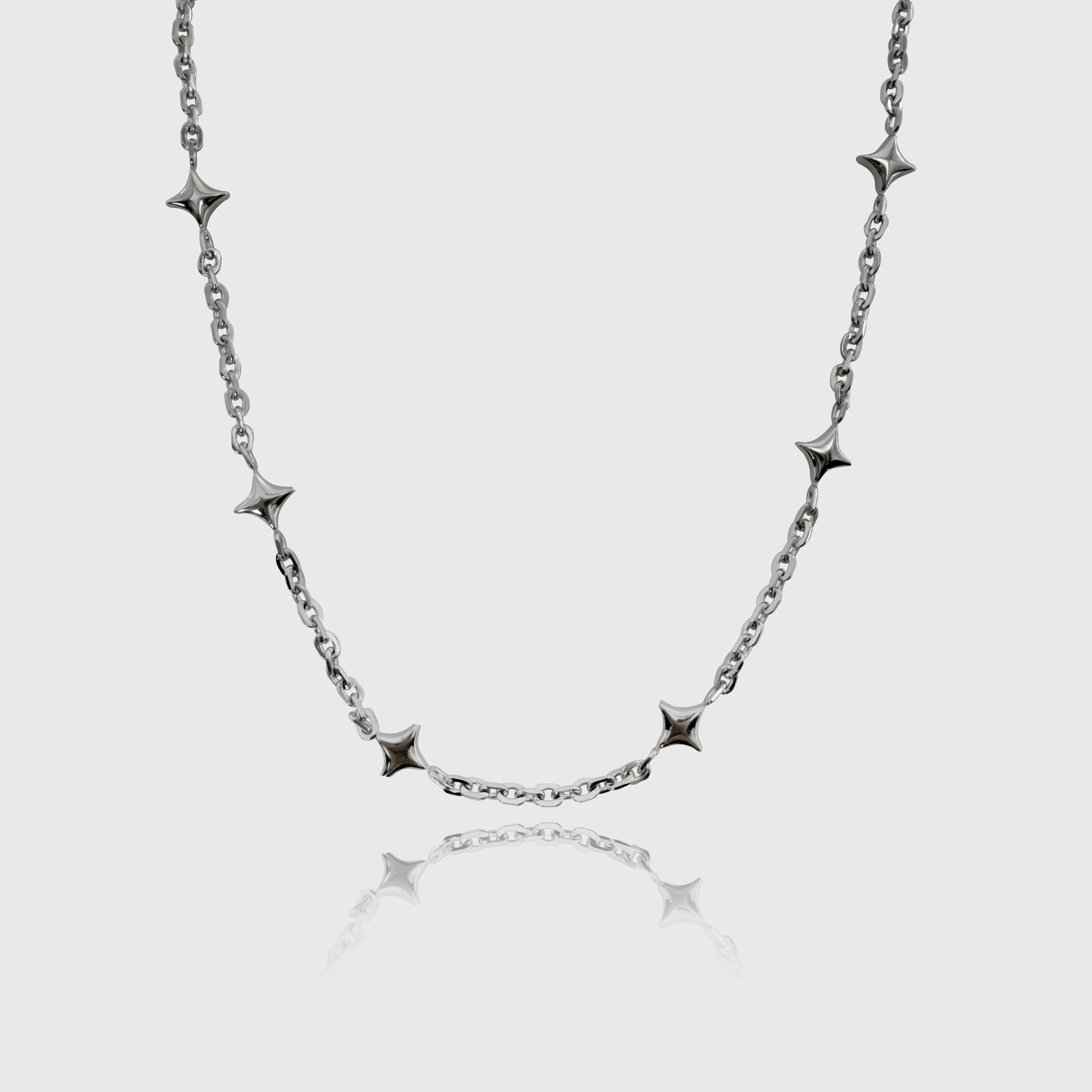 Silver star pendant chain for men– trendy minimalist celestial necklace.