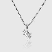 Ciondolo stella scintillante argentato su collana a maglia veneziana 2.5mm, JVillion