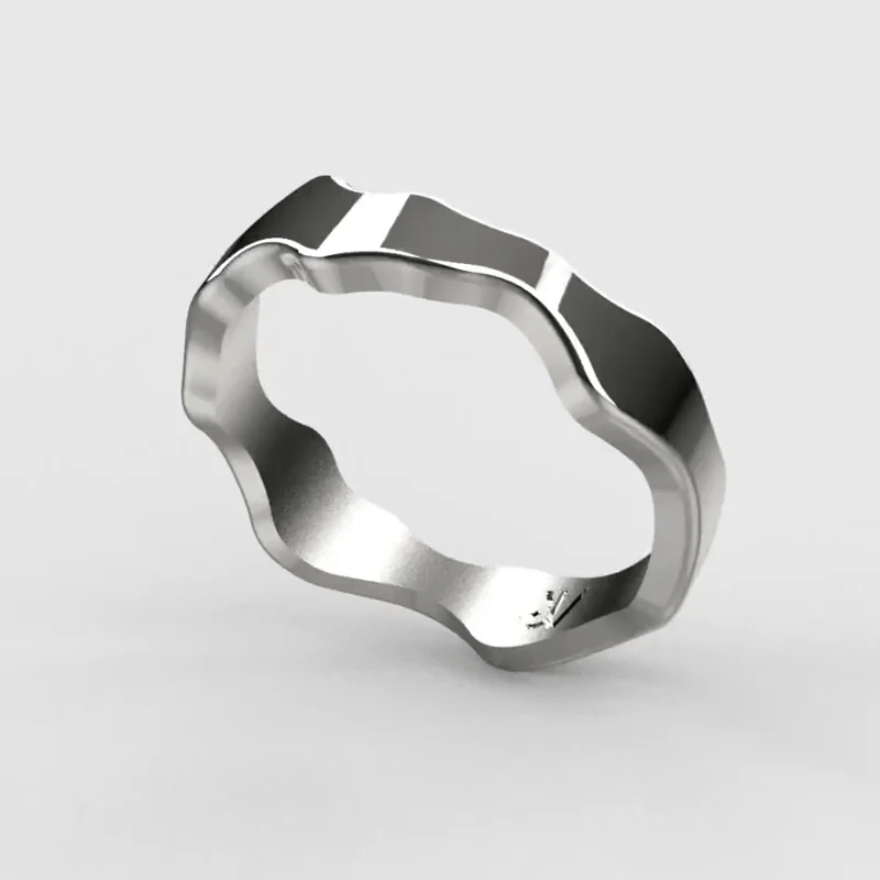 Uneven textured ring in silver – modern minimalist jewelry.