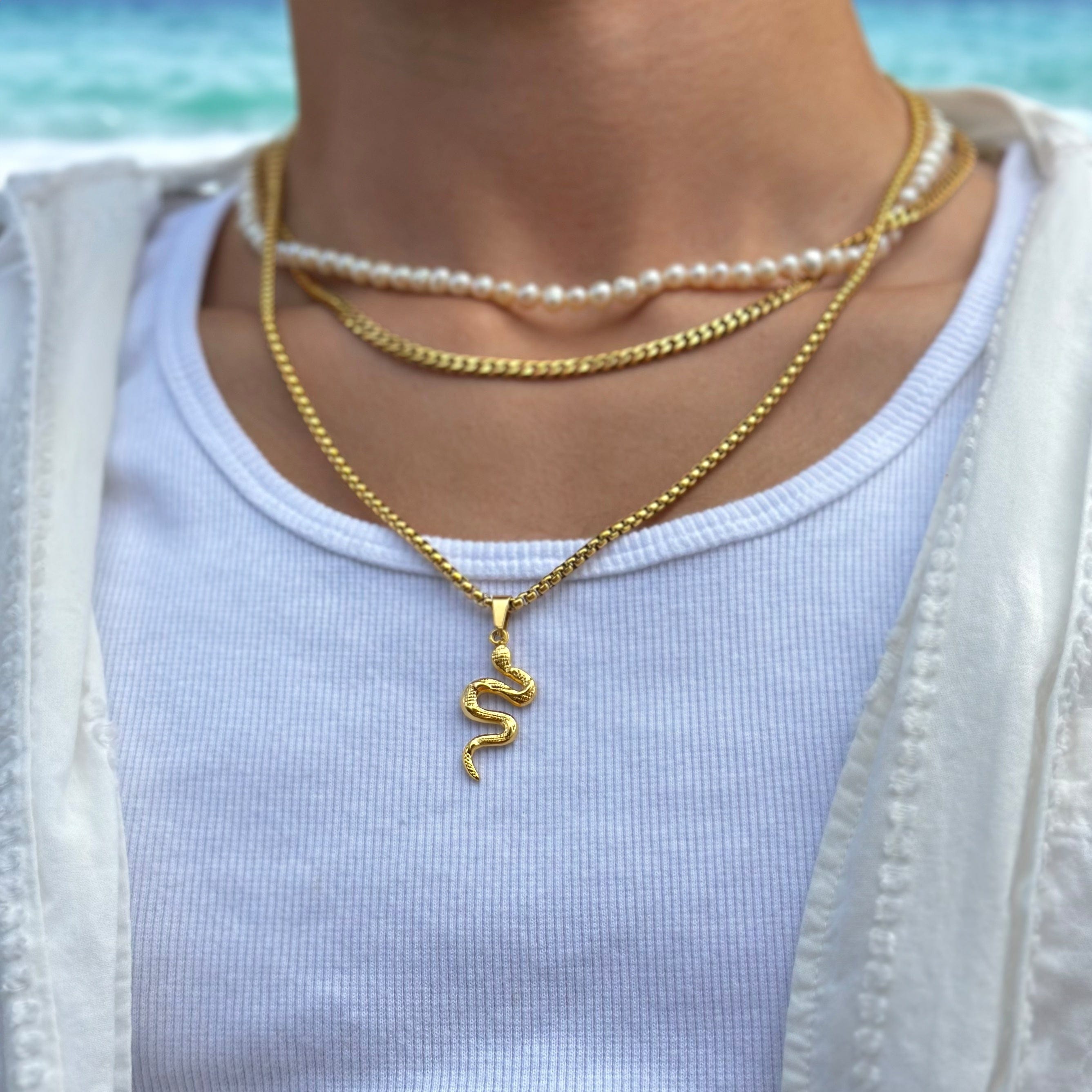 Viper Box Chain - Gold (2,5mm) Chain with Pendant JVILLION