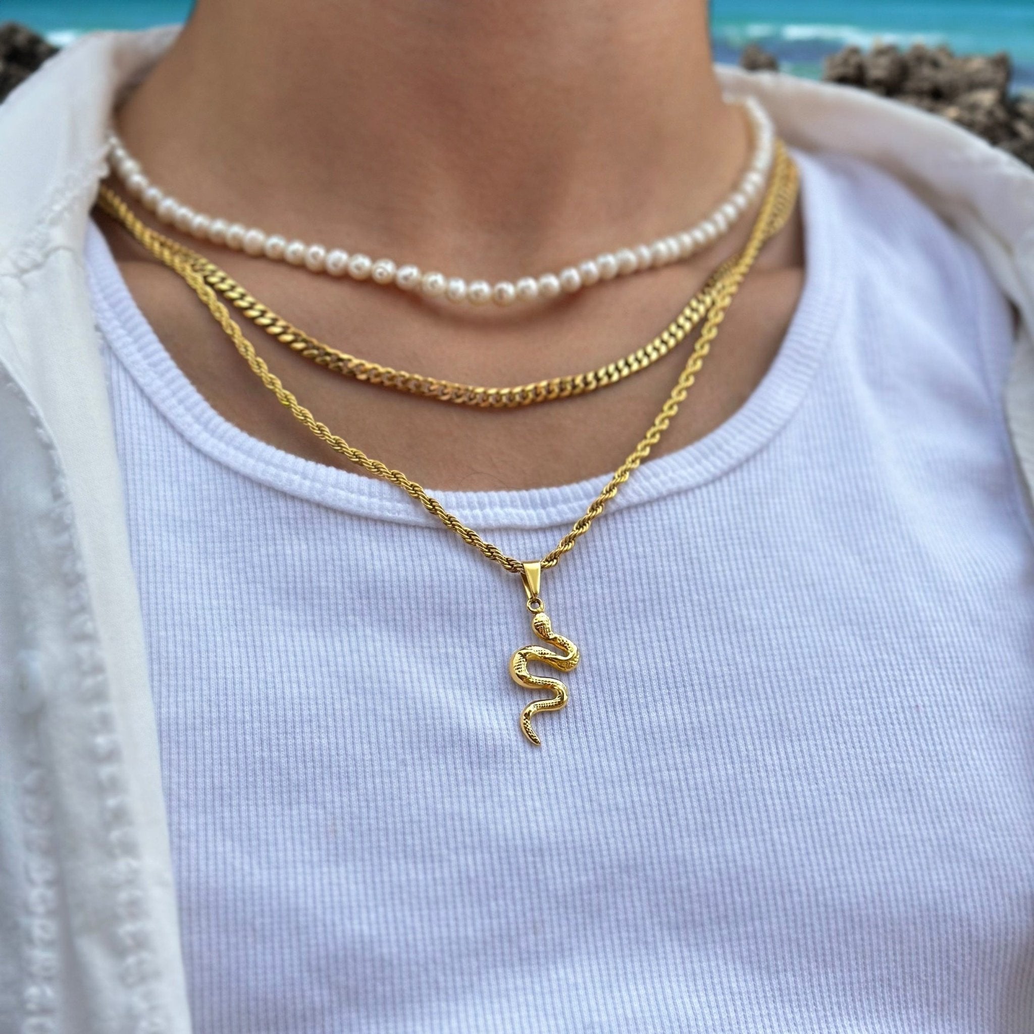 Viper Rope Chain - Gold (3mm) - Chain with Pendant - 50cm / 20'' - JVillion®