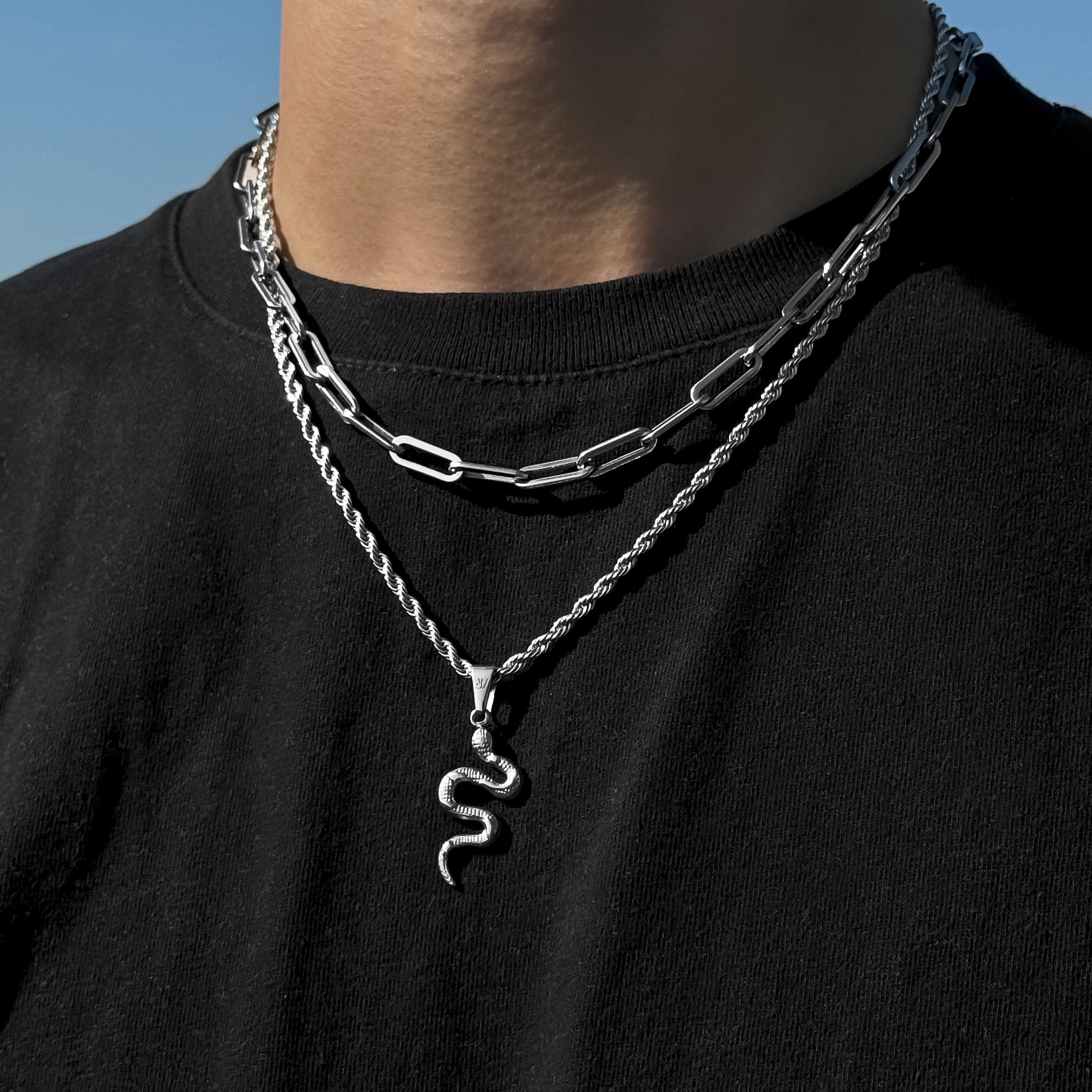 Viper Rope Chain - Silver (3mm) Chain with Pendant JVILLION