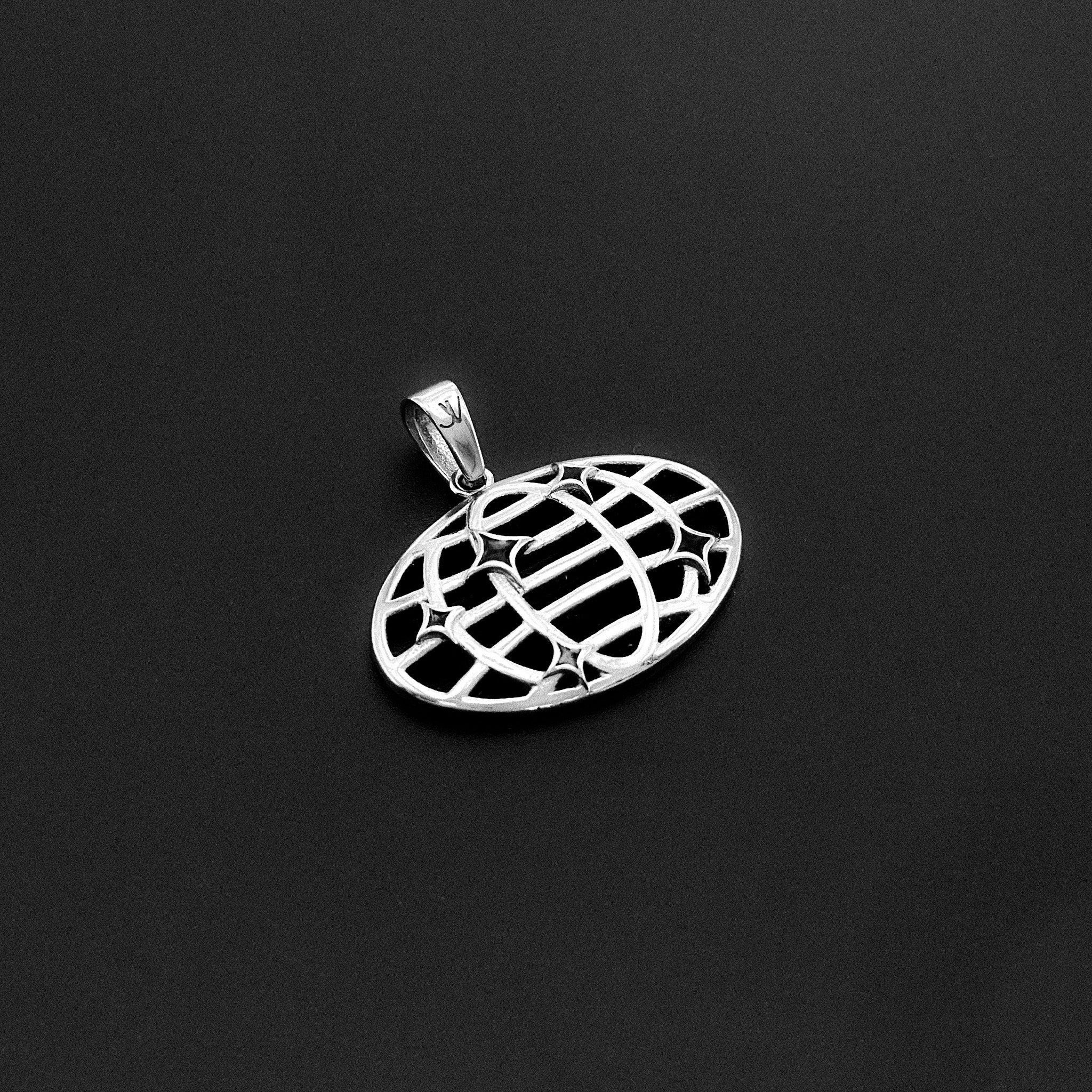 Elegant World Pendant Jewelry Stainless Steel Closeup
